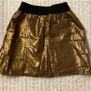 NEW BCBGeneration Gold Pleated Tiered Layered Mini Skirt